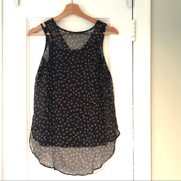 Sheer floral overlay and moisture wicking tank - Picture 2 of 5